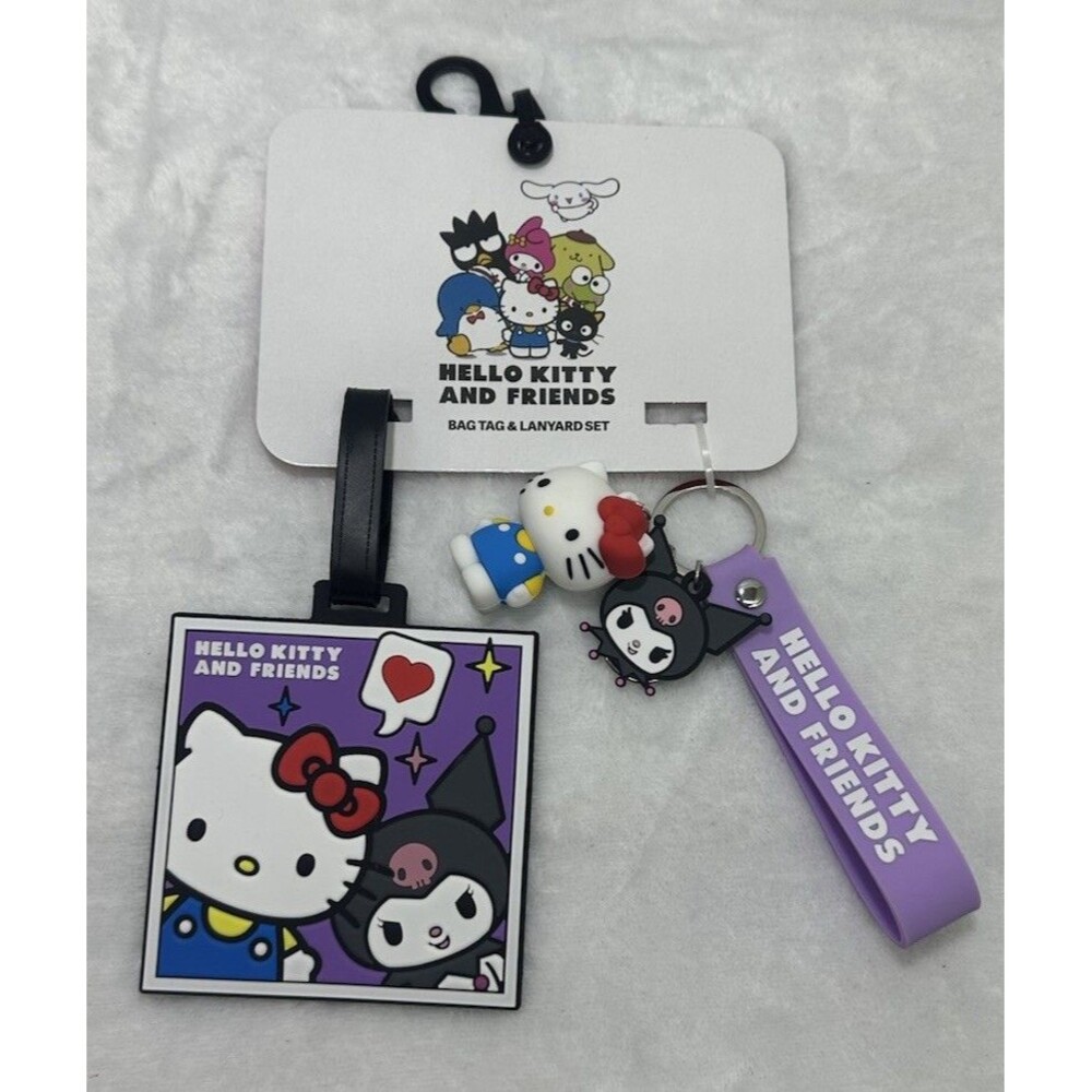 Hello Kitty & Friends Luggage Tag Keychain Set Kuromi Purple Hello Kitty